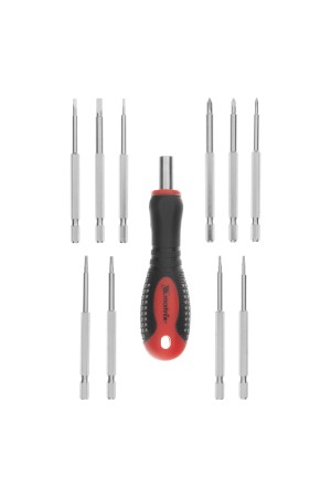 Отвертка для точных работ Fusion с насадками, 11 предметов, в пластиковом пенале, трехкомпонентная рукоятка Matrix