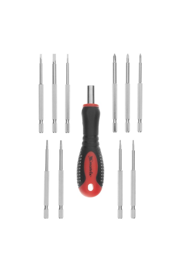 Отвертка для точных работ Fusion с насадками, 11 предметов, в пластиковом пенале, трехкомпонентная рукоятка Matrix