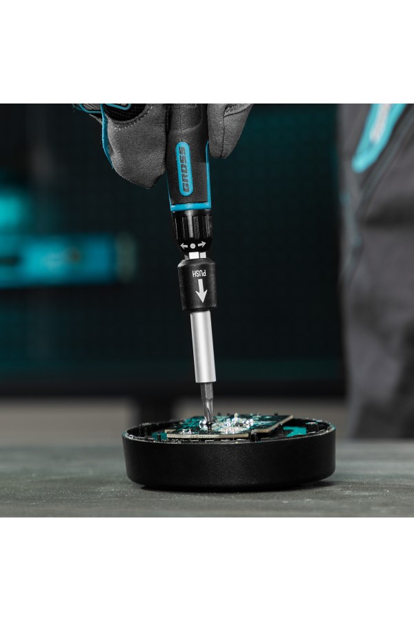 Отвертка с набором бит и торцевых головок для точных работ, гибкий привод, 48 шт, CrMo Gross