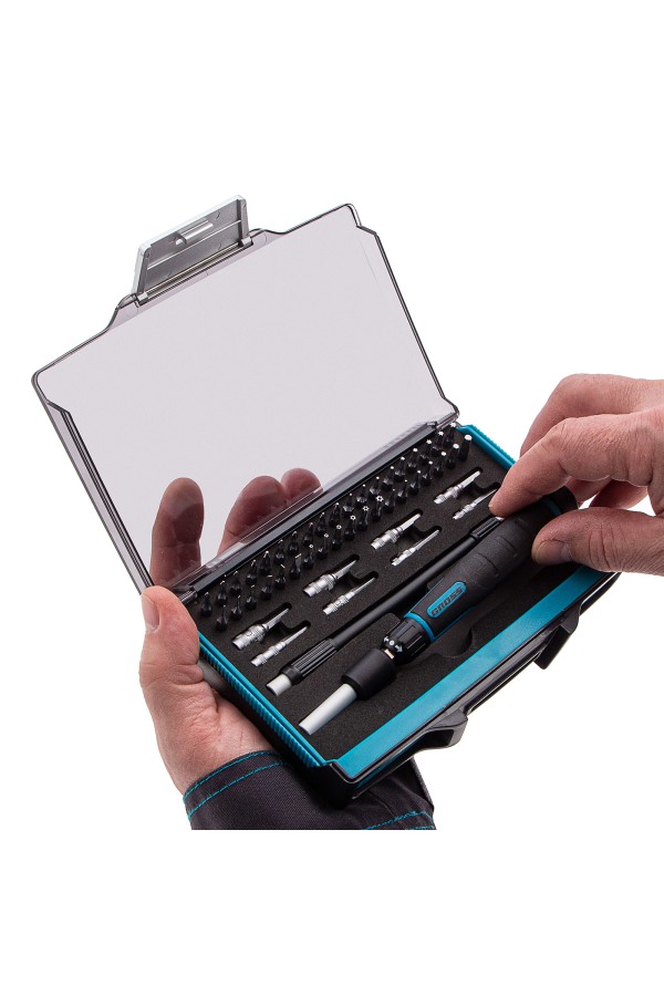 Отвертка с набором бит и торцевых головок для точных работ, гибкий привод, 48 шт, CrMo Gross