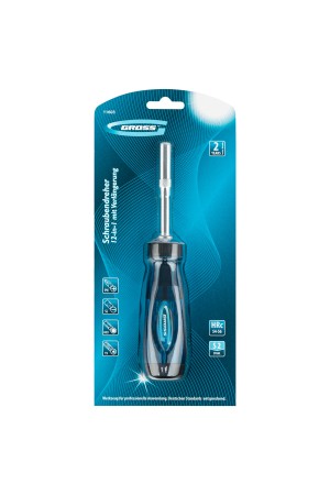 Отвертка реверсивная с удлинителем, трещотка 72 зуба, 12 шт, сталь S2 Gross