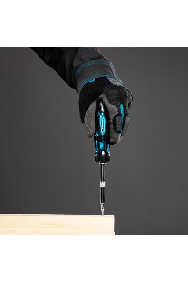 Отвертка реверсивная с удлинителем, трещотка 72 зуба, 12 шт, сталь S2 Gross