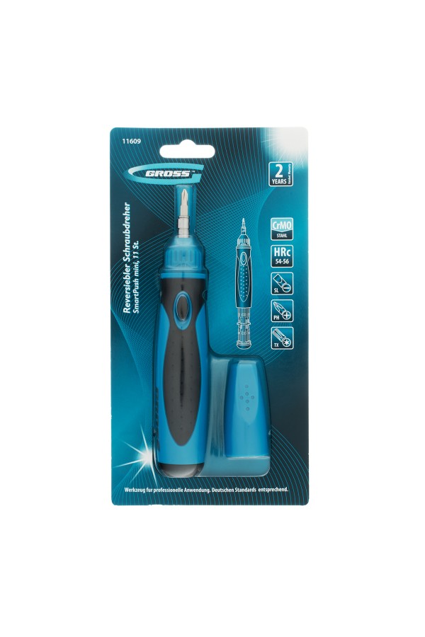 Отвертка реверсивная, механизм SmartPush mini 11 шт, CrMo Gross