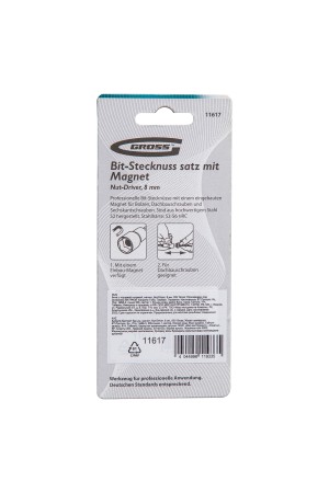 Бита с торцевой головкой, магнит. Nut-Driver, 8 мм, S2 Gross