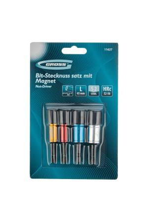 Набор бит с торцевыми головками 8, 10,12, 13 мм, магнит. Nut-Driver, S2 Gross