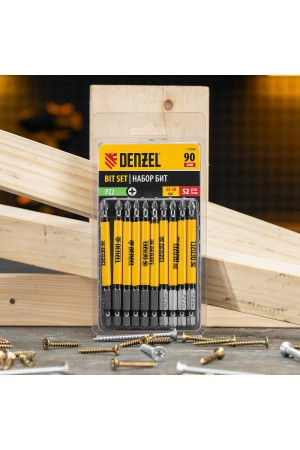 Бита PZ2х90, сталь S2, цилиндр., 10 шт. Е 6,3 Denzel