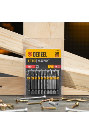 Бита PH3х50, сталь S2, шестигранный профиль, 10 шт. Е 6,3 Denzel