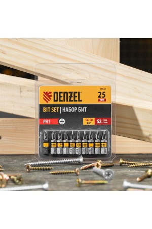 Бита PH1х25, сталь S2, шестигранный профиль, 10 шт. Е 6,3 Denzel
