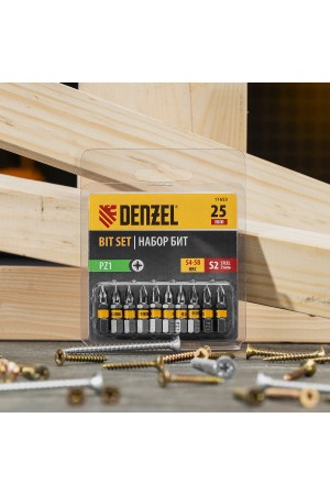 Бита PZ1х25, сталь S2, шестигранный профиль, 10 шт. Е 6,3 Denzel