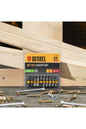 Бита PZ2х25, сталь S2, шестигранный профиль, 10 шт. Е 6,3 Denzel