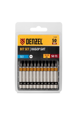 Бита SL5,0х50, сталь S2, шестигранный профиль, 10 шт. Е 6,3 Denzel