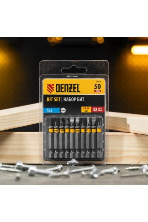 Бита SL5,0х50, сталь S2, шестигранный профиль, 10 шт. Е 6,3 Denzel