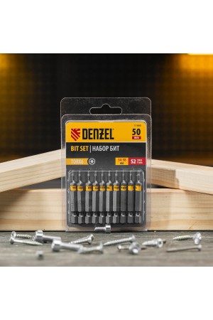 Бита TX 6х50, сталь S2, шестигранный профиль, 10 шт. Е 6,3 Denzel