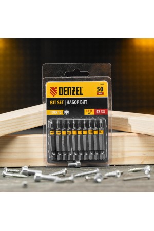 Бита TX 15х50, сталь S2, шестигранный профиль, 10 шт. Е 6,3 Denzel