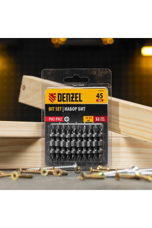 Бита двухсторонняя, PH2-PH2 х 45 мм, сталь S2, 10 шт. Denzel
