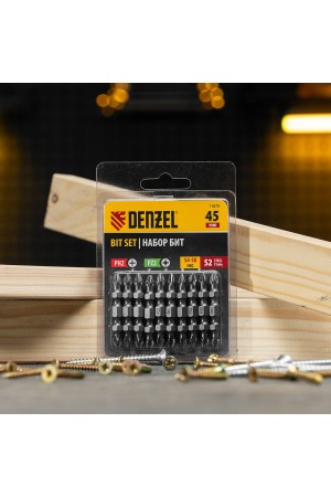 Бита двухсторонняя, PH2-PZ2 х 45 мм, сталь S2, 10 шт. Denzel