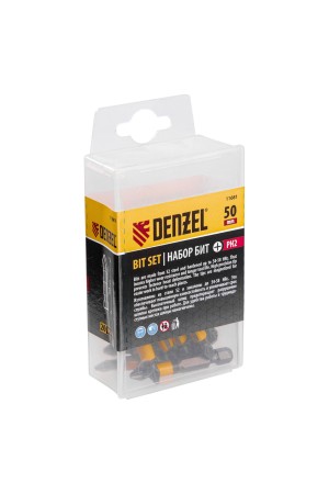 Бита PH2х50, сталь легированная S2, 20 шт., пластиковая коробка, , Е 6,3 Denzel