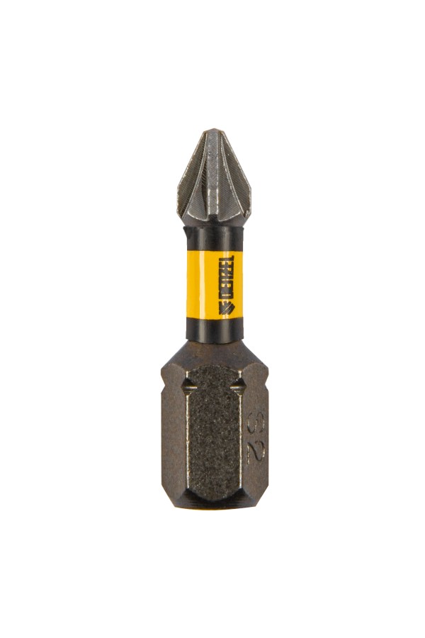 Бита IMPACT, PZ1x25 мм, лазерная обработка шлица, сталь S2, 10 шт., Е 6,3 Denzel