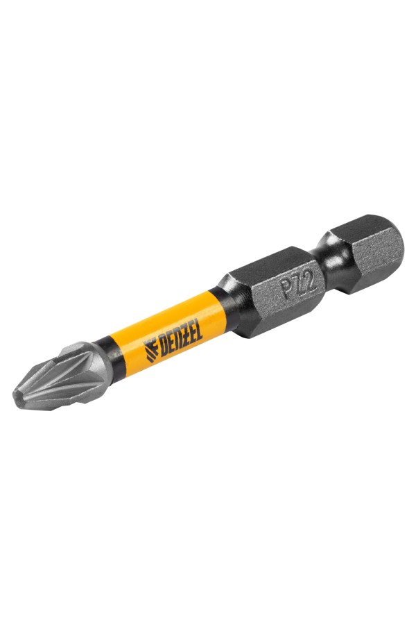 Бита IMPACT, PZ2x50 мм, лазерная обработка шлица, сталь S2, 10 шт., Е 6,3 Denzel