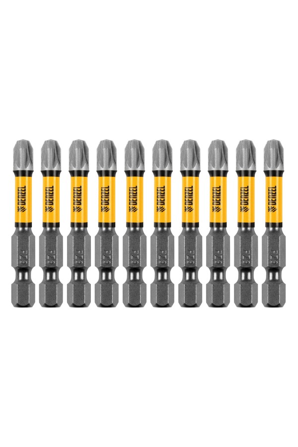 Бита IMPACT, PZ3x50 мм, лазерная обработка шлица, сталь S2, 10 шт., Е 6,3 Denzel