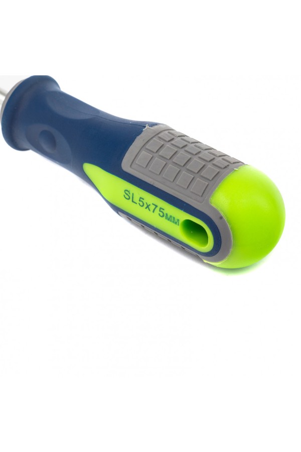 Отвертка, SL5 х 75 мм, CrV, трехкомпонентная рукоятка Сибртех