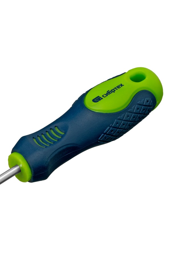 Отвертка, SL4 х 100 мм, CrV, двухкомпонентная рукоятка Сибртех