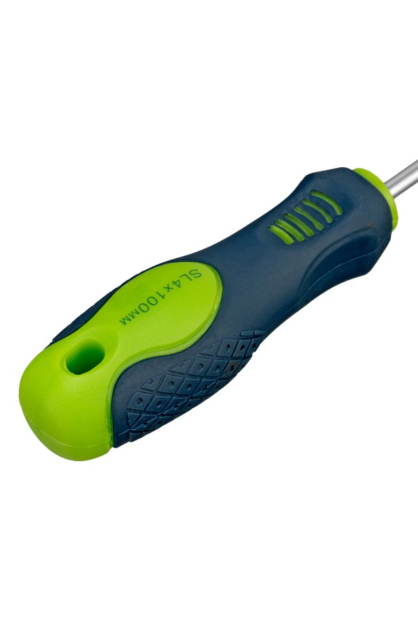 Отвертка, SL4 х 100 мм, CrV, двухкомпонентная рукоятка Сибртех