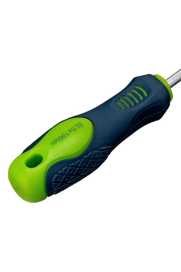 Отвертка, SL5 х 100 мм, CrV, двухкомпонентная рукоятка Сибртех