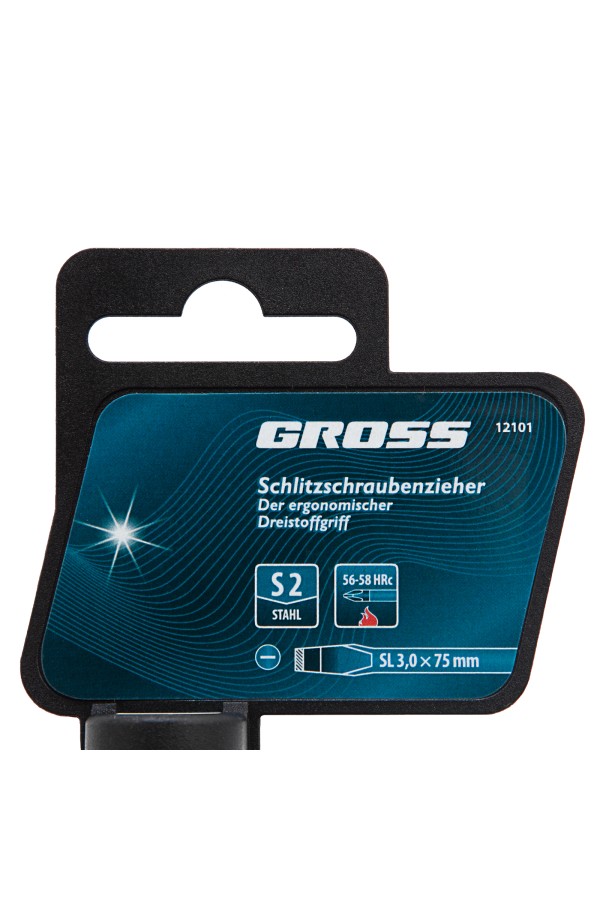 Отвертка SL3 x 75 мм, S2, трехкомпонентная рукоятка Gross