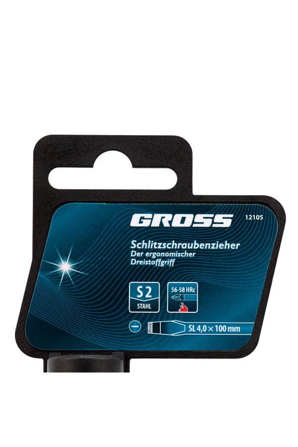 Отвертка SL4 x 100 мм, S2, трехкомпонентная рукоятка Gross