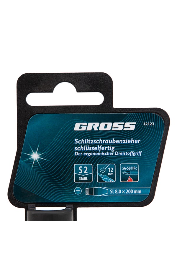Отвертка SL8x 200 мм, S2, трехкомпонентная рукоятка Gross