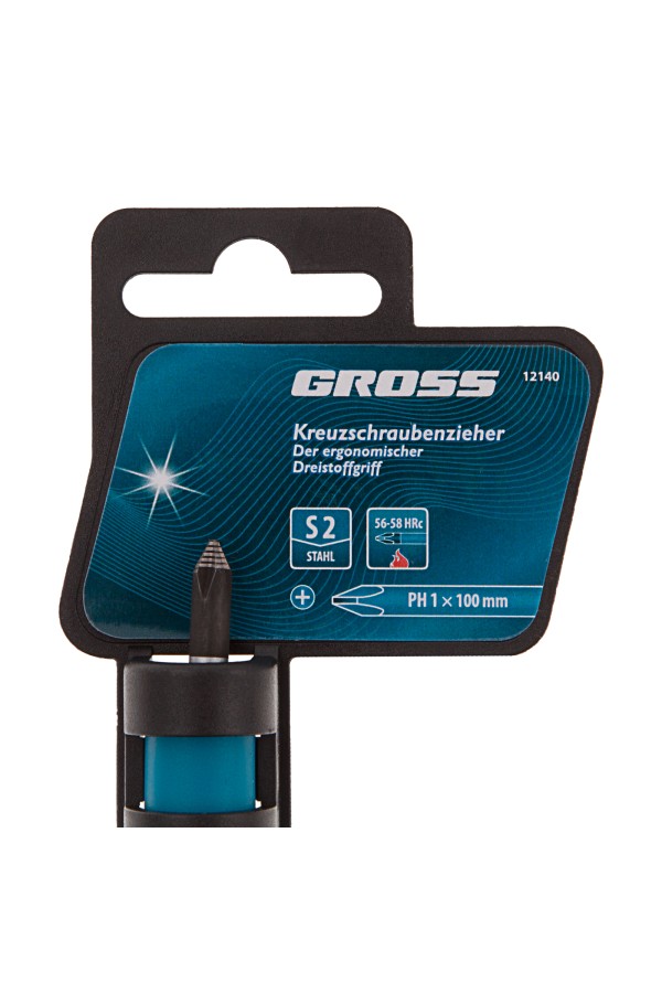 Отвертка PH1 x 100 мм, S2, трехкомпонентная ручка Gross