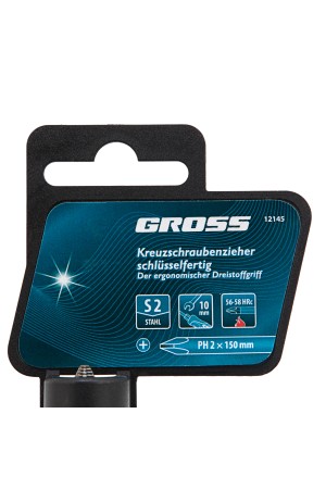 Отвертка PH2 x 150 мм, S2, трехкомпонентная ручка Gross