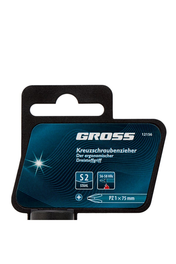 Отвертка PZ1 x 75 мм, S2, трехкомпонентная ручка Gross