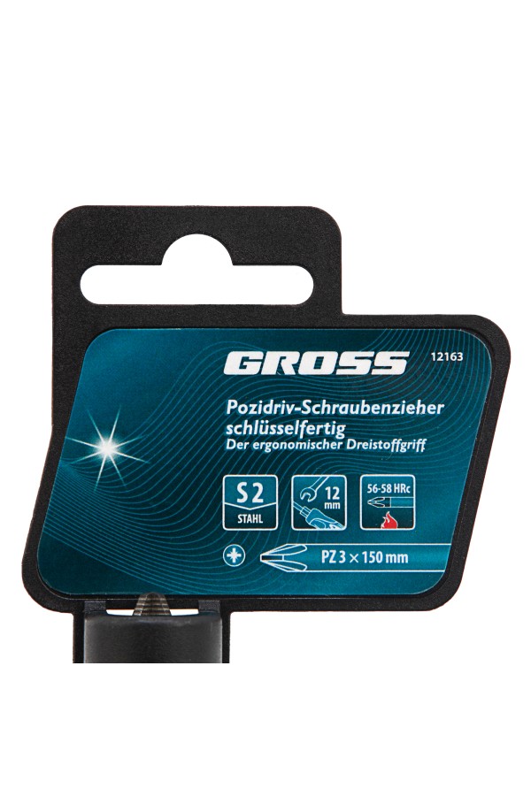 Отвертка PZ3 x 150 мм, S2, трехкомпонентная ручка Gross