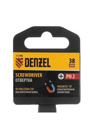 Отвертка PH2х38 мм, CrV, трехкомпонентная рукоятка Denzel