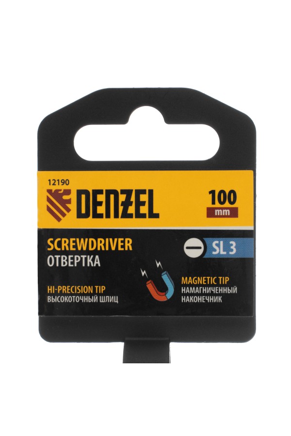 Отвертка SL3х100 мм, CrV, трехкомпонентная рукоятка Denzel