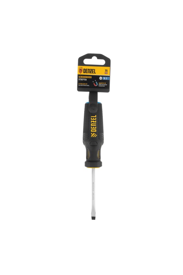 Отвертка SL5x75 мм, CrV, трехкомпонентная рукоятка Denzel