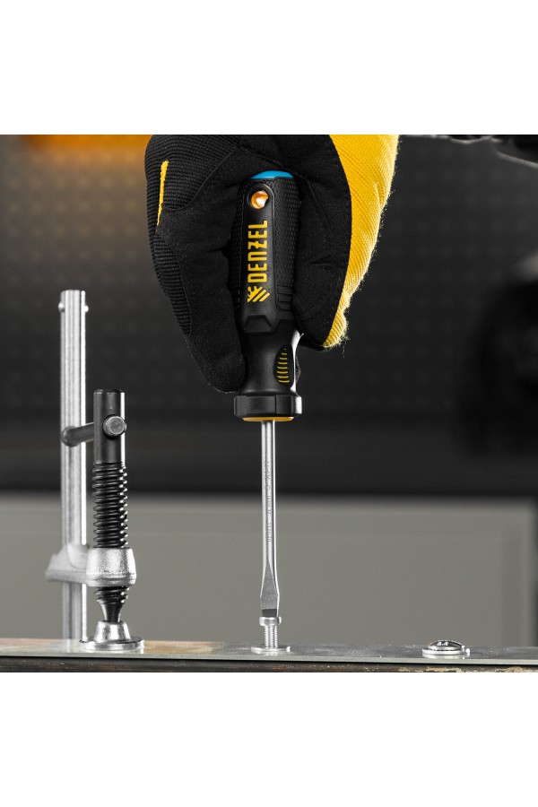 Отвертка, SL5x75 мм, S2, 3к рукоятка Denzel