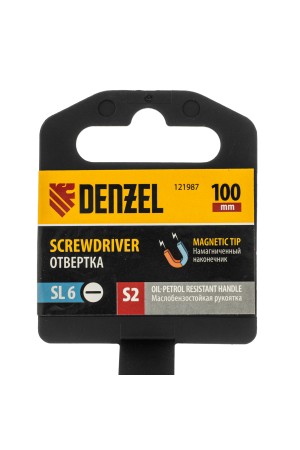 Отвертка, SL6x100 мм, S2, 3к рукоятка Denzel