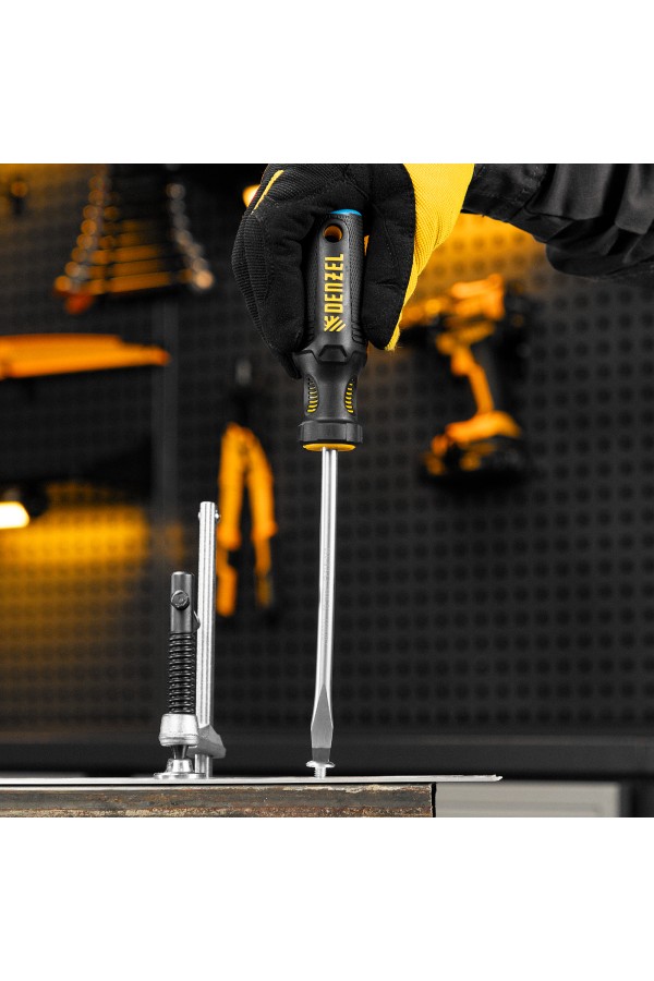 Отвертка, SL8x150 мм, S2, 3к рукоятка Denzel