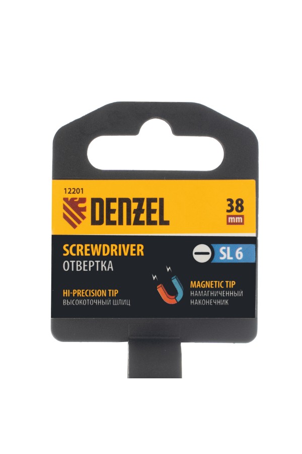 Отвертка SL6x38 мм, CrV, трехкомпонентная рукоятка Denzel
