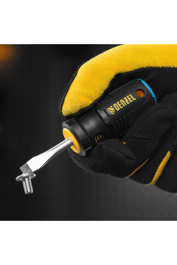 Отвертка, SL6x38 мм, S2, 3к рукоятка Denzel