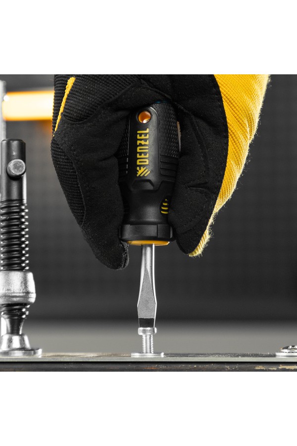 Отвертка, SL6x38 мм, S2, 3к рукоятка Denzel