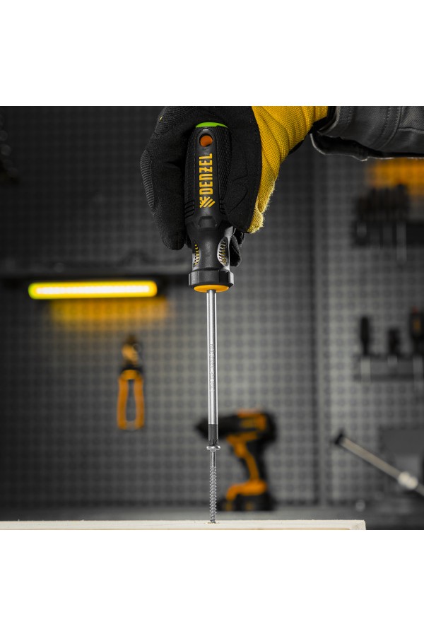 Отвертка PZ2x100 мм, CrV, трехкомпонентная рукоятка Denzel