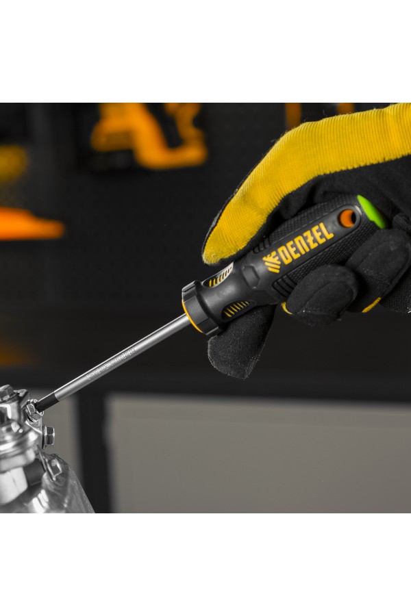 Отвертка PZ2x100 мм, CrV, трехкомпонентная рукоятка Denzel