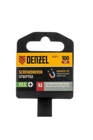 Отвертка, PZ2x100 мм, S2, 3к рукоятка Denzel