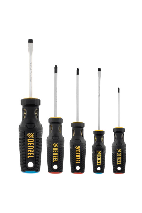 Набор отверток, 5 пр., CrV, трехкомпонентная рукоятка Denzel