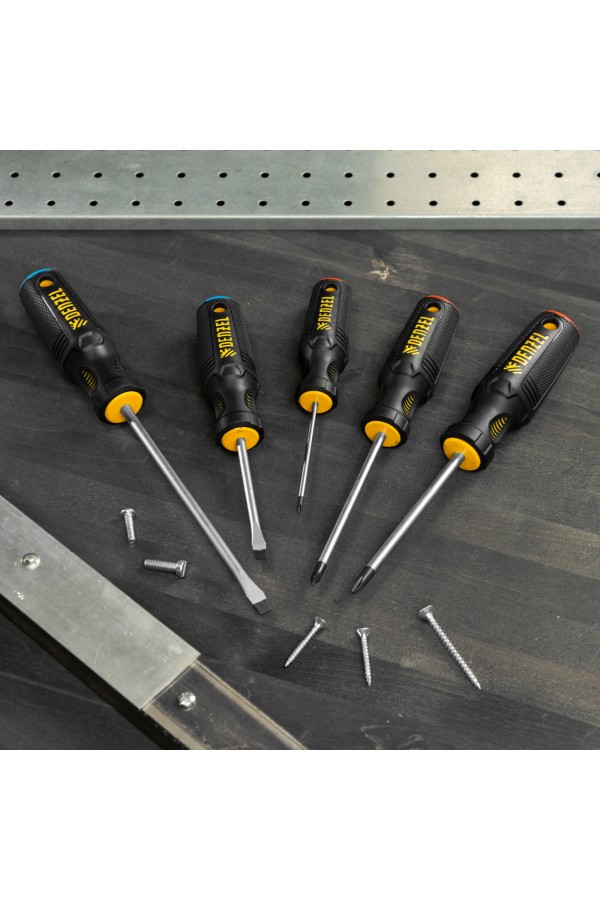 Набор отверток, 5 шт., PH+SL, S2, 3к рукоятка Denzel