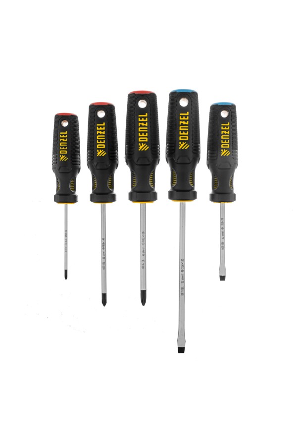 Набор отверток, 5 шт., PH+SL, S2, 3к рукоятка Denzel